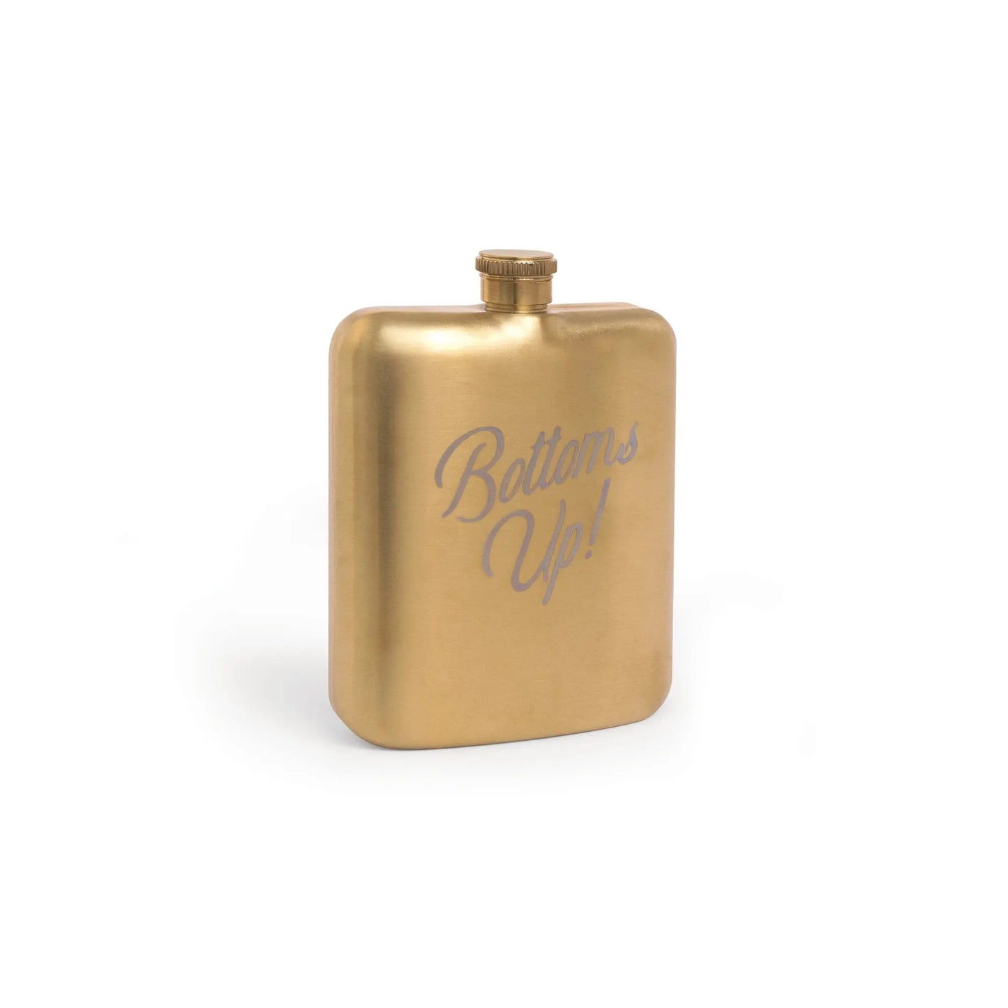 DESIGNWORKS INK - Barware Hip Flask - "Bottoms Up!" Glass Designworks Ink