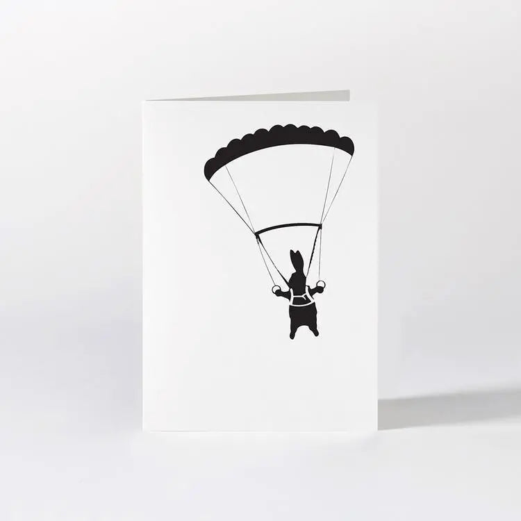 Parachuting Rabbit Card Hammade