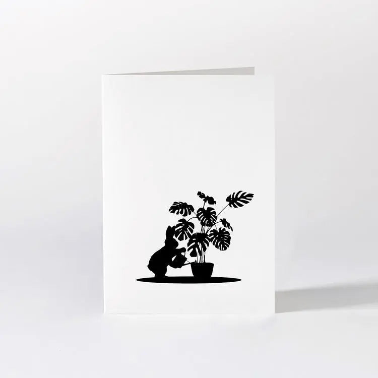 Watering Rabbit Card Hammade