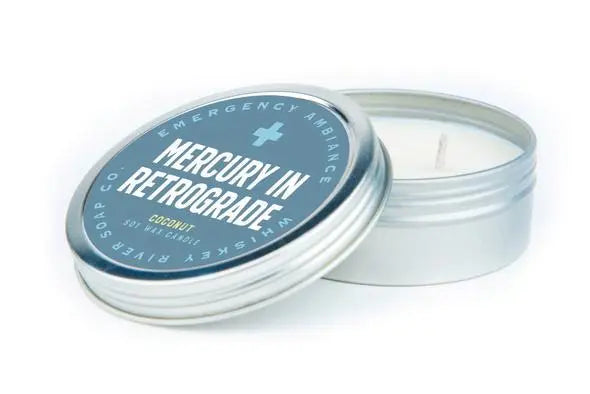 WHISKEY RIVER SOAP CO - Mercury In Retrograde Emergency Ambience Travel Tin Candle Whiskey River Soap Co