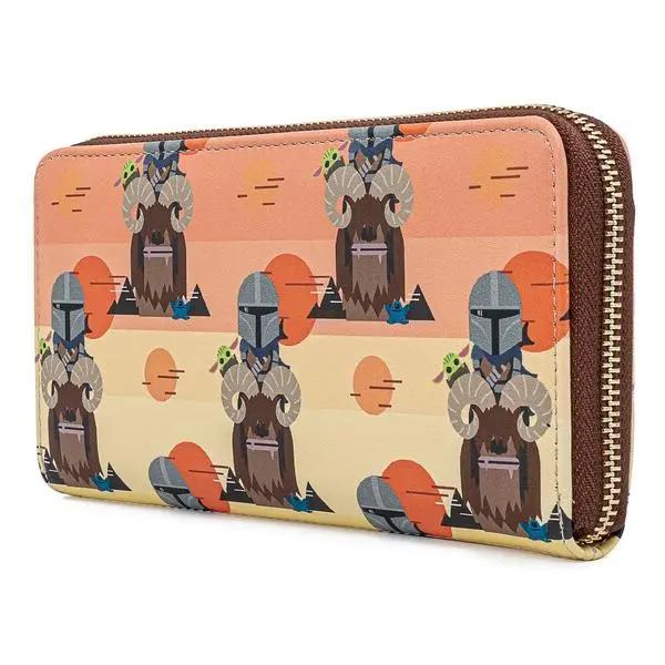 LOUNGEFLY Star Wars Mandalorian Bantha Ride AOP Zip Around Wallet Backpack Loungefly
