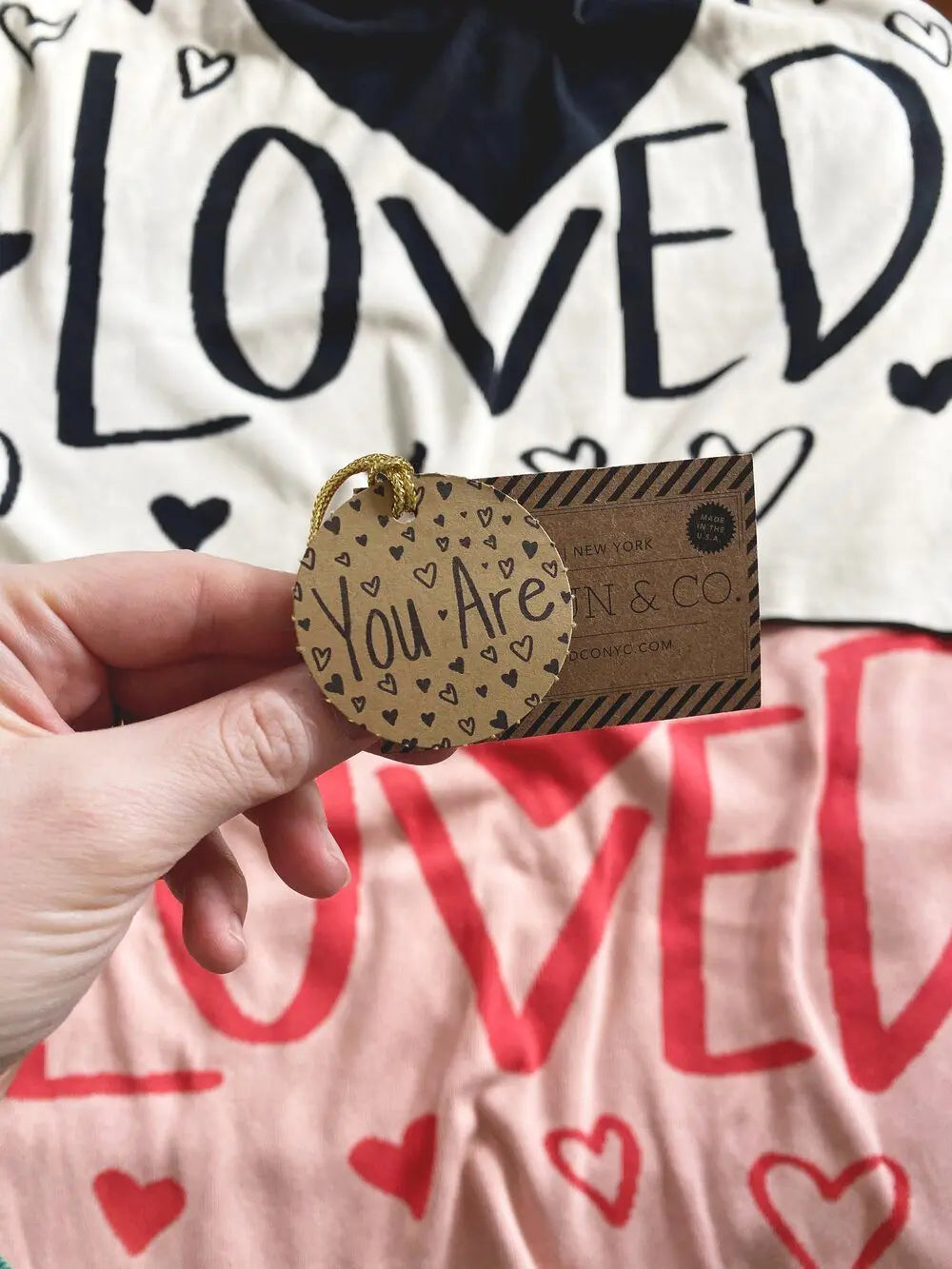 CALHOUN & CO - So Very Loved Tapestry Blanket - In Sweetheart Pink & Red Throw Calhoun & Co