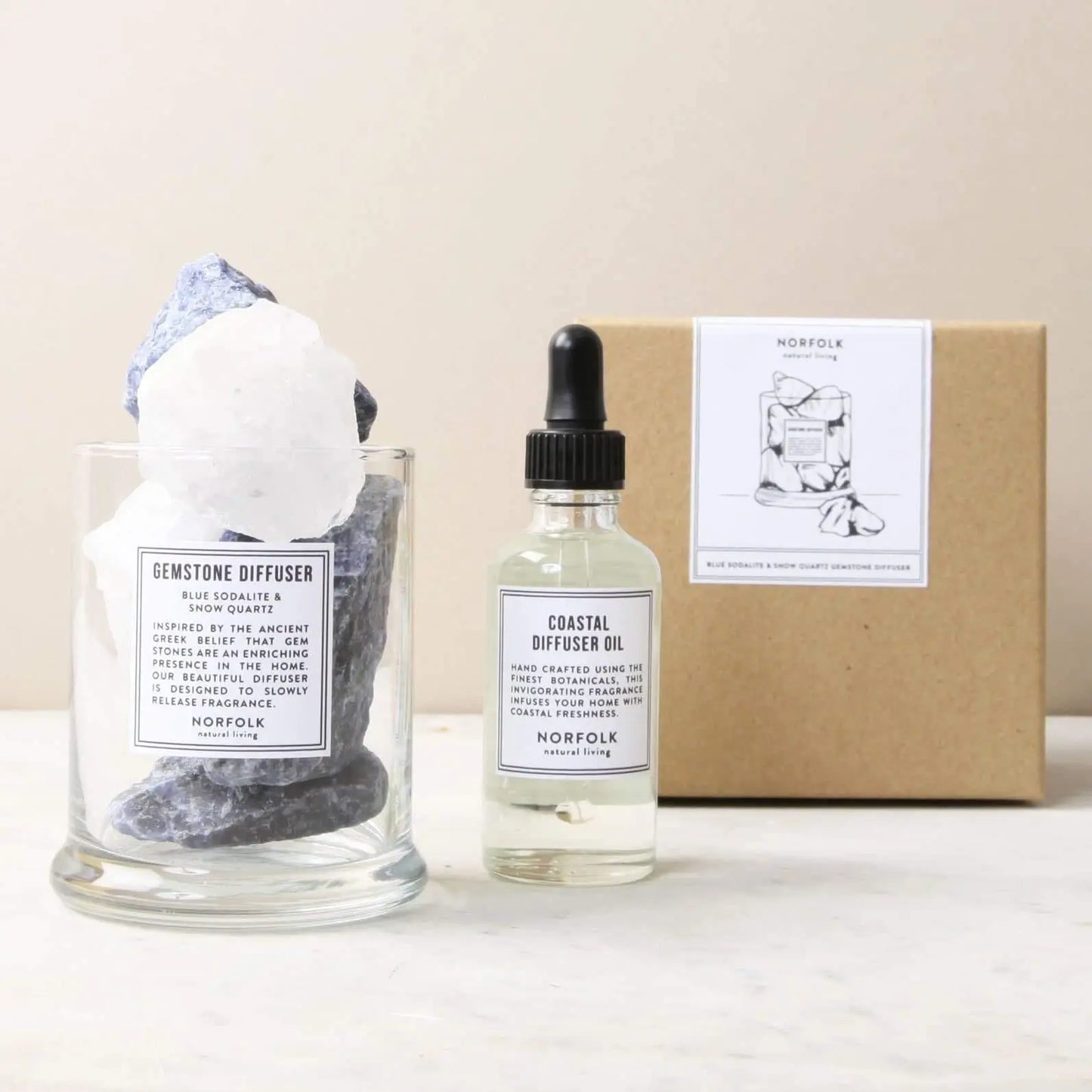 GEMSTONE DIFFUSER Sodalite & Snow Quartz Diffuser ATLANTIC FOLK