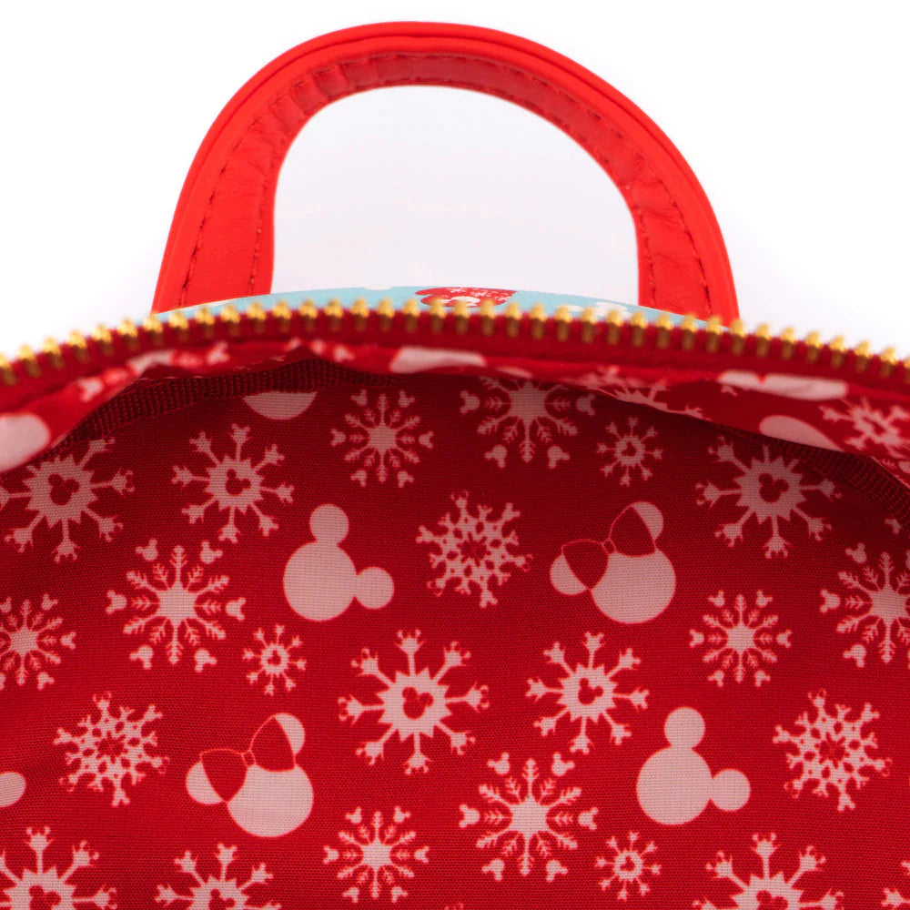 LOUNGEFLY Disney Minnie & Mickey Snowman AOP Mini Backpack & Headband Set Backpacks Loungefly