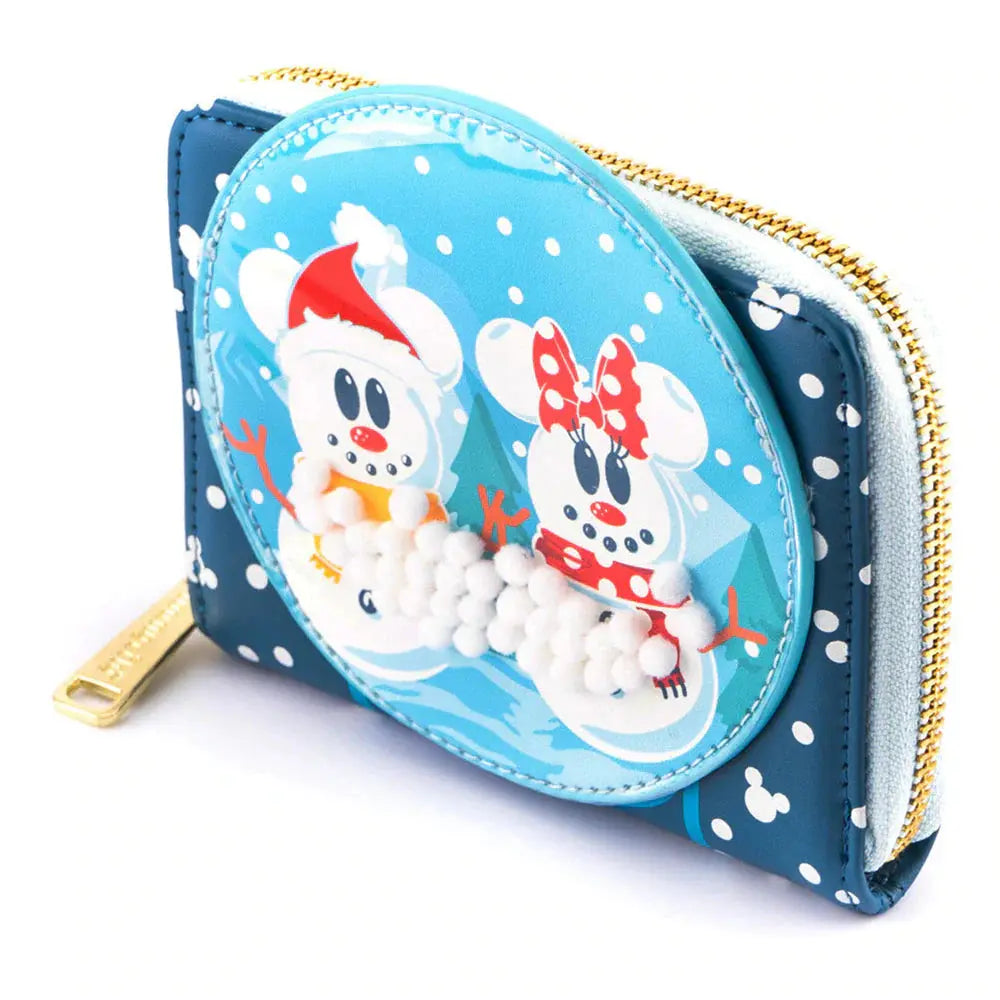 LOUNGEFLY Disney Mickey Minnie Snow Globe Zip Around Wallet Backpacks Loungefly
