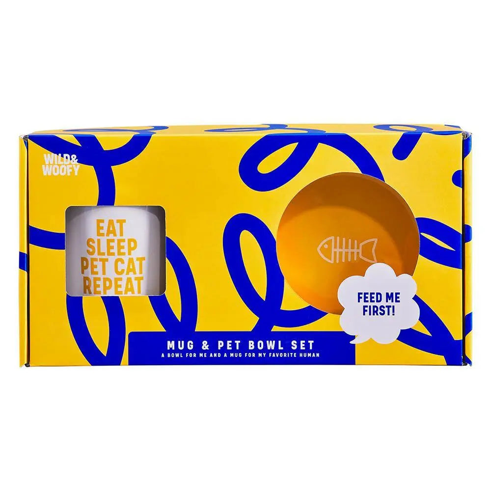WILD + WOLF Wild & Woofy Cat Mug And Bowl Set Gift Set Wild & Wolf