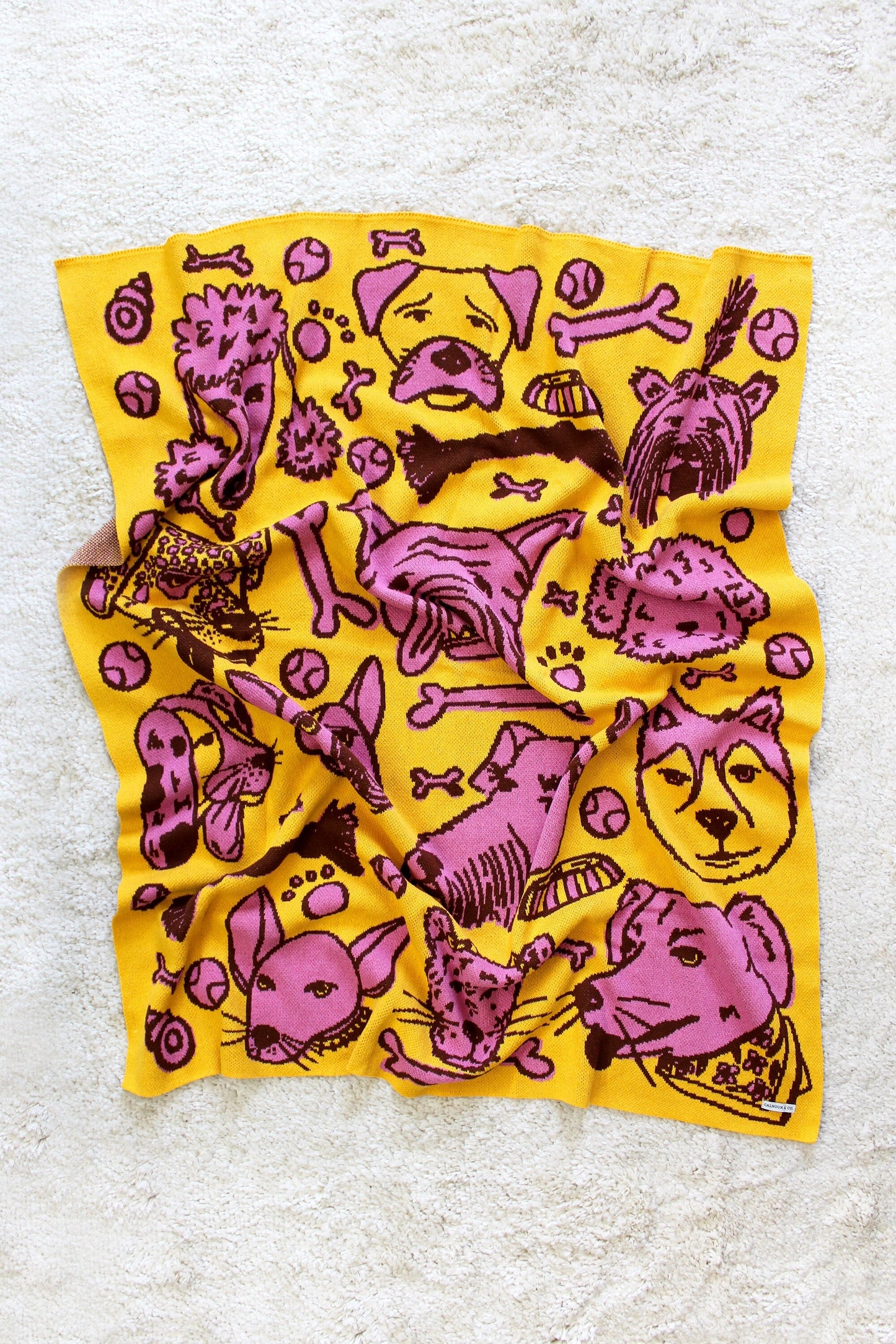 Woof! Knit Throw Blanket Blankets Calhoun & Co