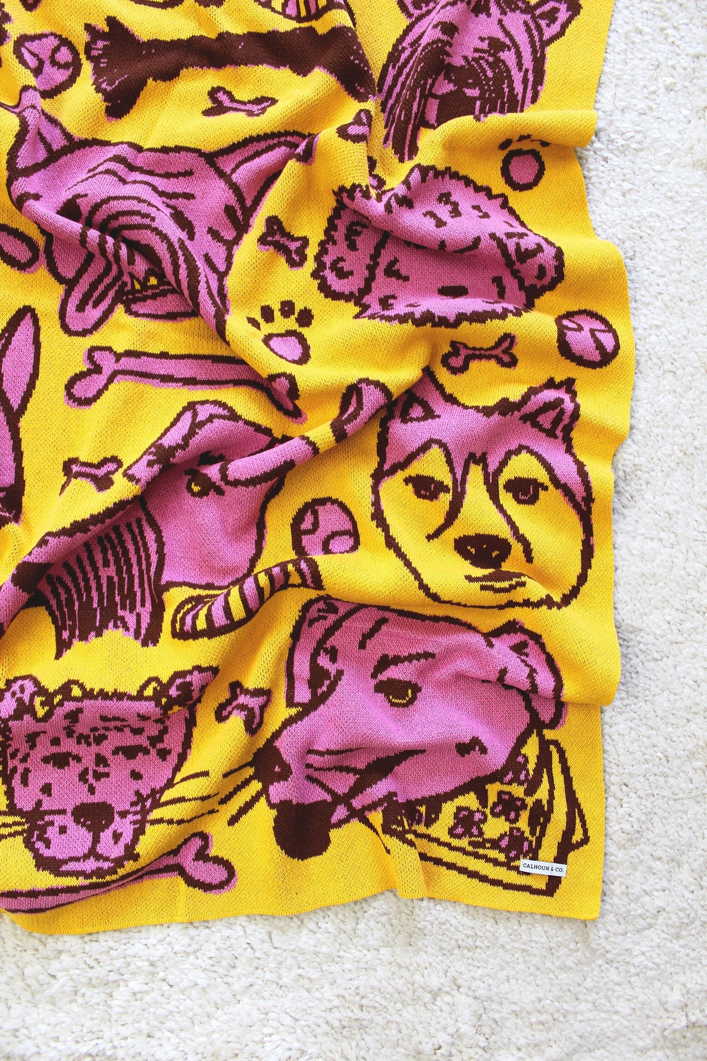 Woof! Knit Throw Blanket Blankets Calhoun & Co