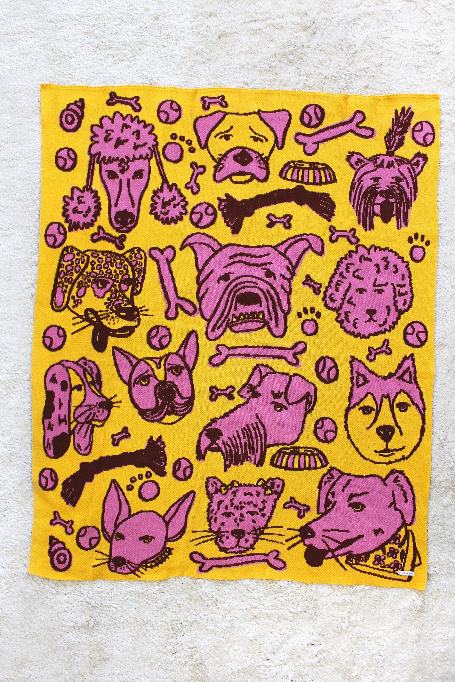 Woof! Knit Throw Blanket Blankets Calhoun & Co