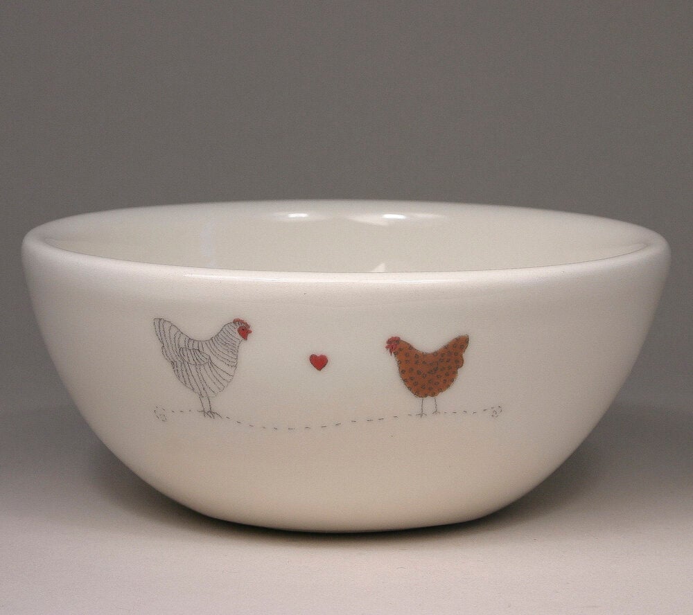 BETH MUELLER Words & Pictures - Chicken Love Modern Bowl Candle Holders Beth Mueller
