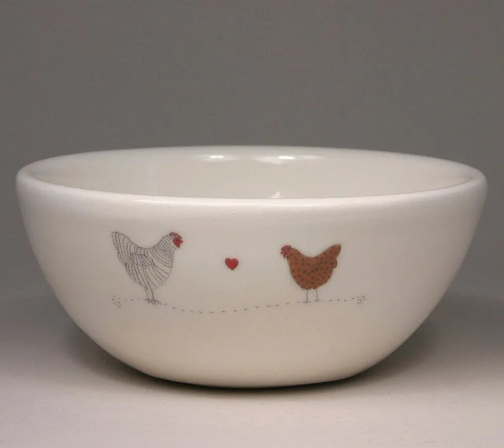 BETH MUELLER Words & Pictures - Chicken Love Modern Bowl Candle Holders Beth Mueller