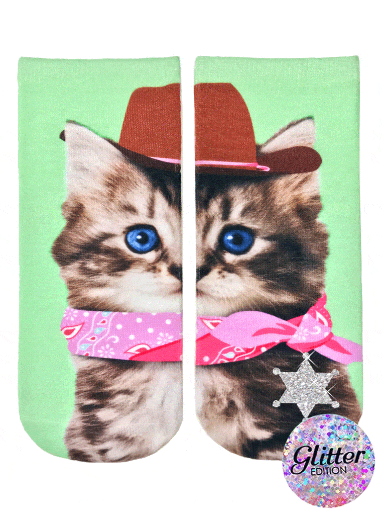 LIVING ROYAL Glitter Cowboy Kitty Ankle Socks Socks living royal