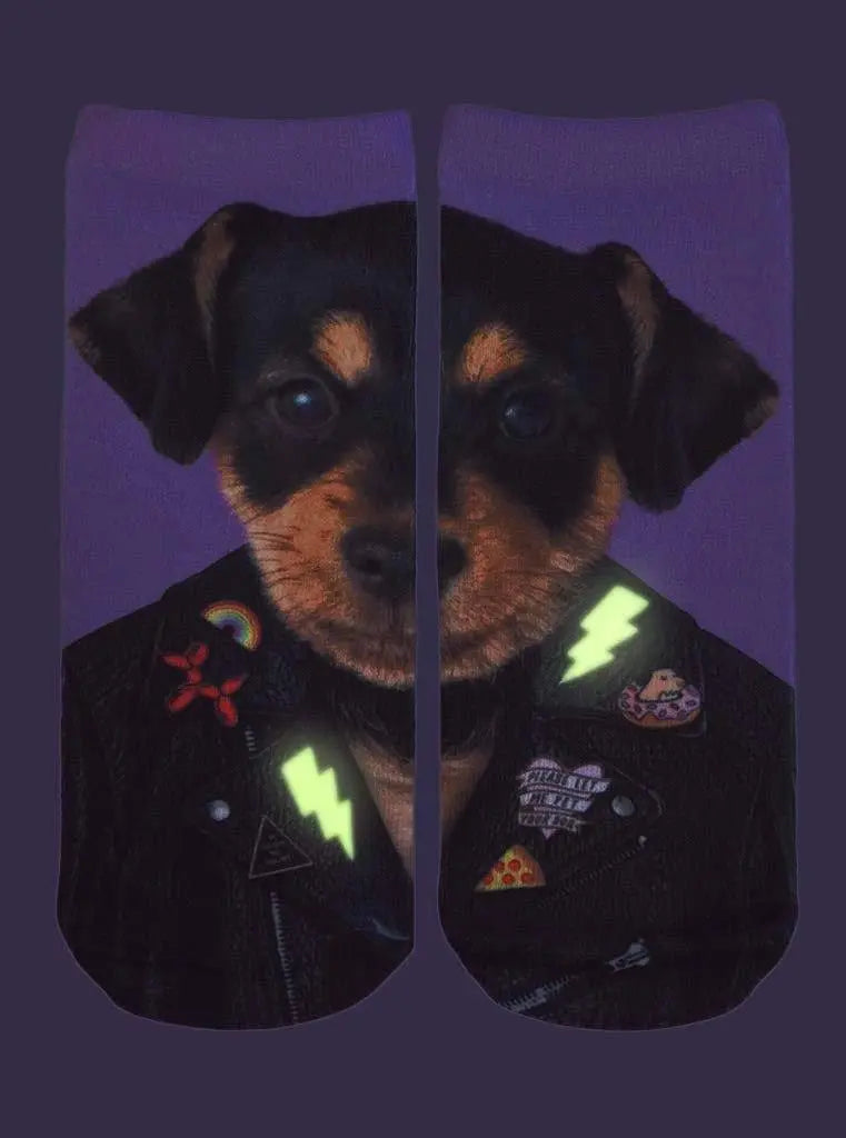 LIVING ROYAL Punk Dog Glow In The Dark Ankle Socks Socks living royal