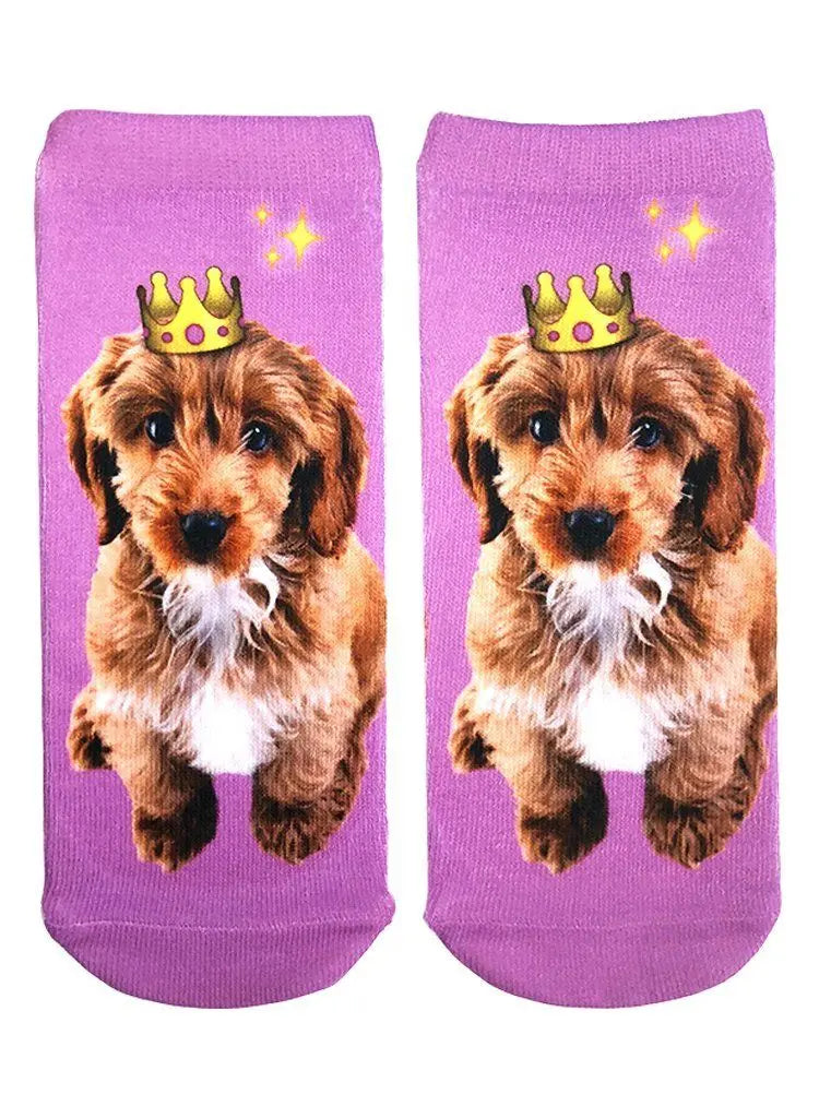 LIVING ROYAL Emoji Crown Puppy Ankle Socks Socks living royal