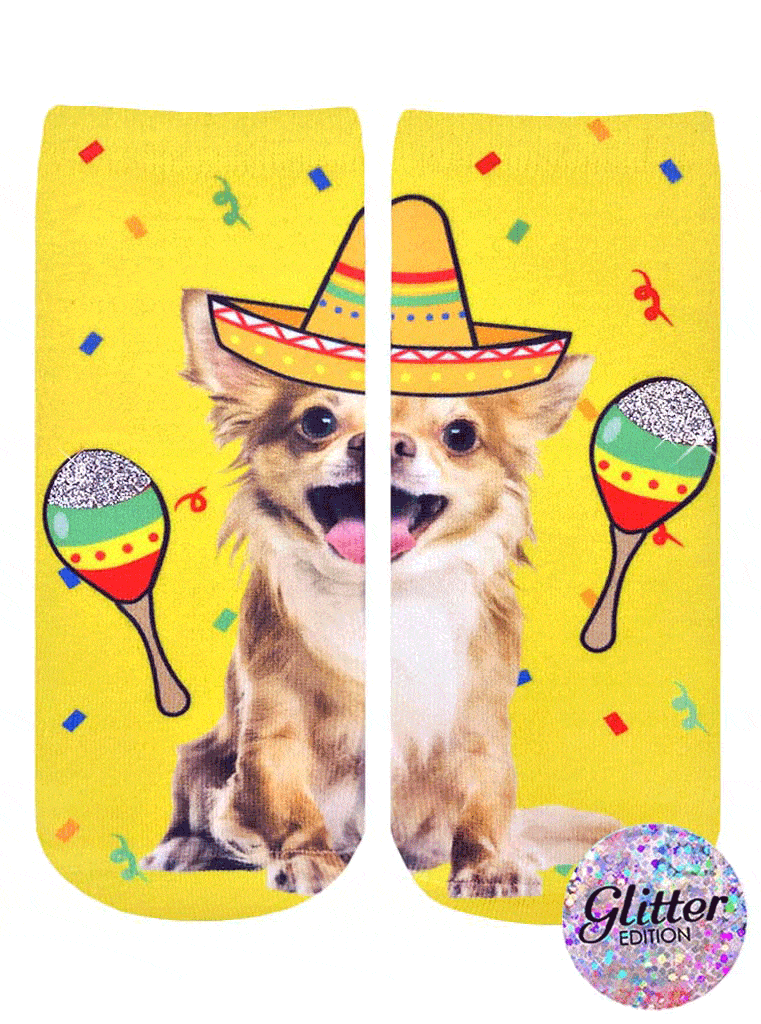 LIVING ROYAL Glitter Fiesta Chihuahua Ankle Socks Socks living royal