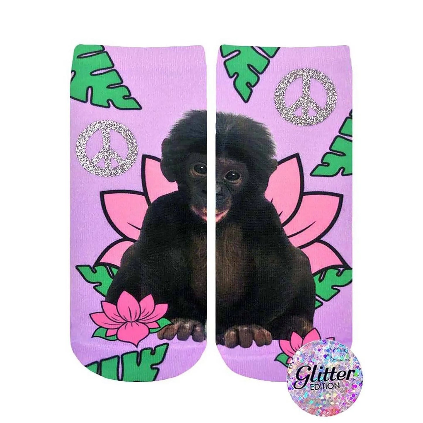 Rainforest Monkey Glitter Socks living royal
