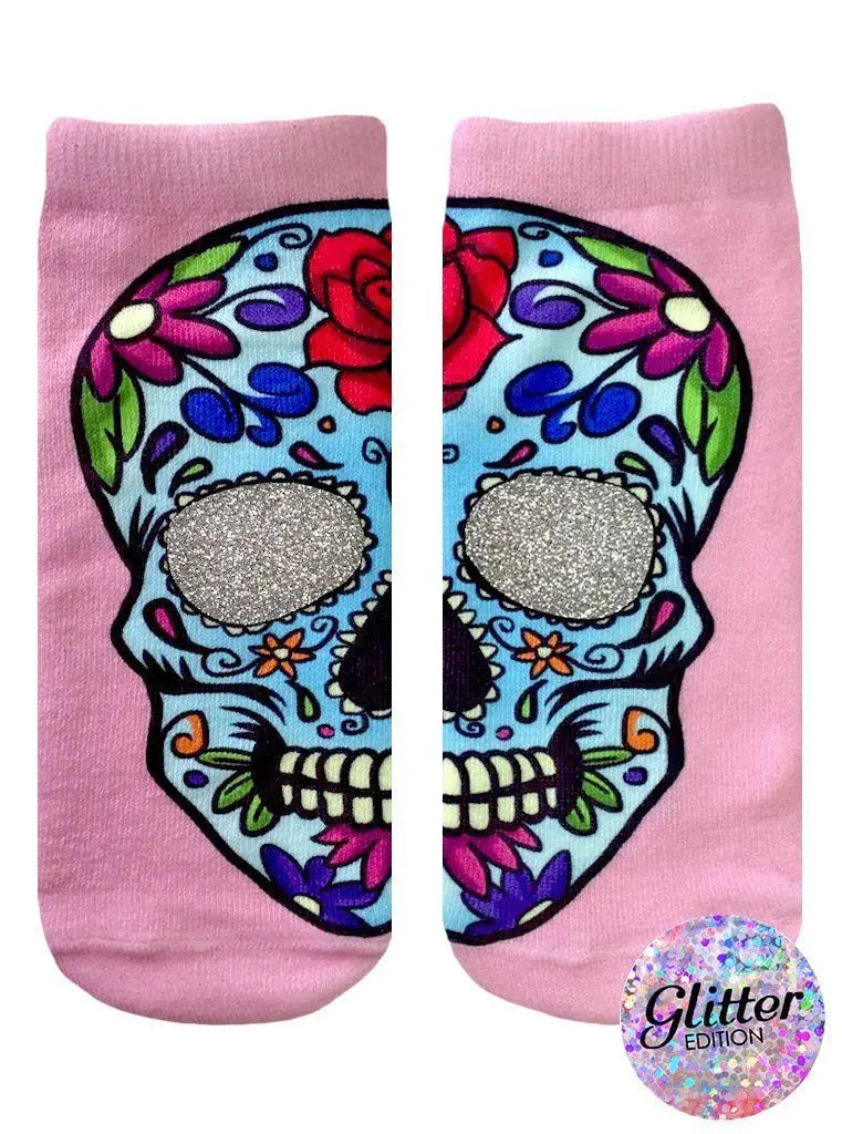 LIVING ROYAL Glitter Sugar Skull Ankle Socks Socks living royal