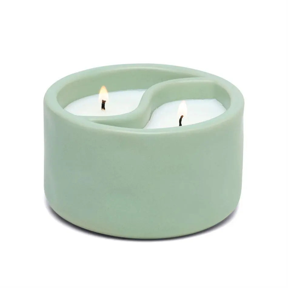 PADDYWAX - Yin & Yang 11oz Sage Green Matte Ceramic Candle - Green Tea & Aloe Candle Paddywax