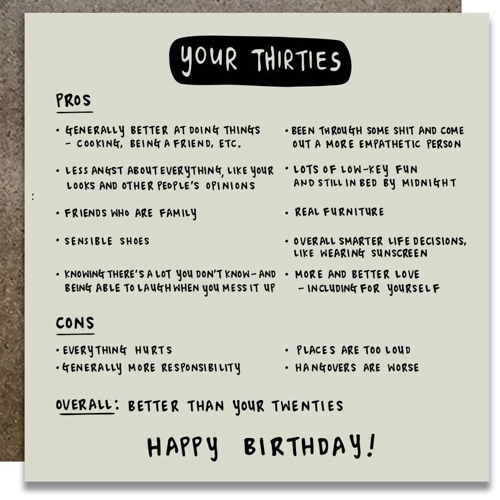 KWOHTATIONS CARDS - Your Thirties (Are Better Than Your Twenties) Card Gift Card Kwohtations Cards 