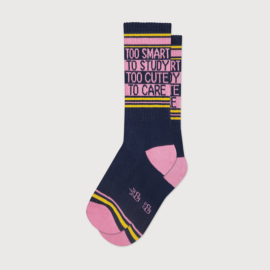 Too Smart To Study Too Cute To Care Socks