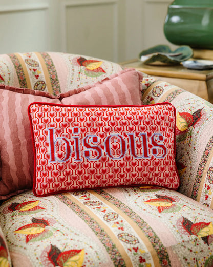 Bisous Needlepoint Pillow
