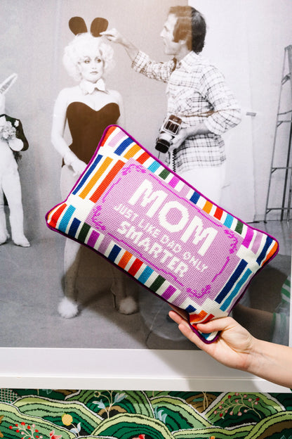 Mom Rules Needlepoint Pillow