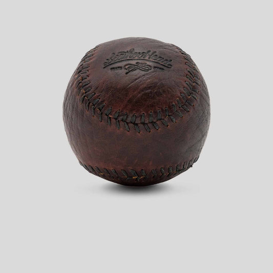 Bison Leather with Green Stitch Figure 8 Ball by Leather Head Sports