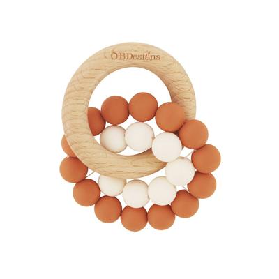 ORGANIC BEECHWOOD Silicone Teether Plush O.B. Designs Cinnamon 