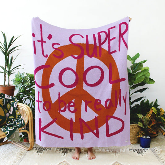 Cool To Be Kind Knit Throw Blanket Blankets Calhoun & Co Flower Child (Purple) 