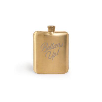 DESIGNWORKS INK - Barware Hip Flask - "Bottoms Up!" Glass Designworks Ink 