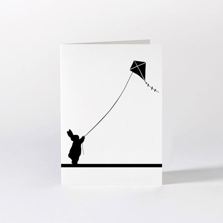 HAMMADE Kite Flying Rabbit Card Greeting & Note Cards HAM Made 