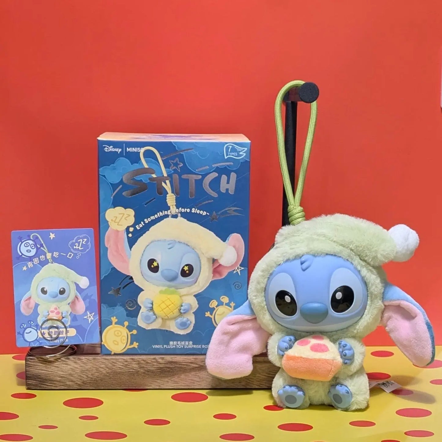 [In Stock] MINISO Stitch Eat Something Before Sleep Plush Keychain Blind Box