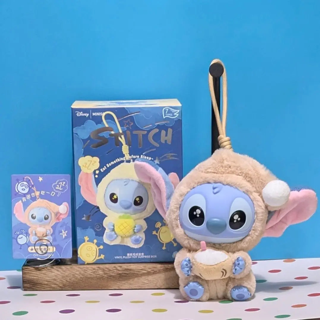 [In Stock] MINISO Stitch Eat Something Before Sleep Plush Keychain Blind Box