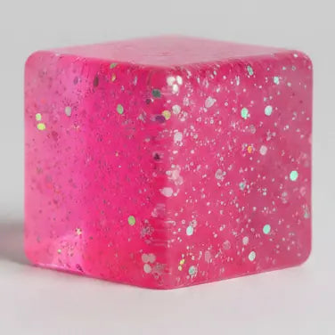 Pink Translucent Glitter Mini Magic Cube by Squeeze Toys (Slow-Rising Squish)