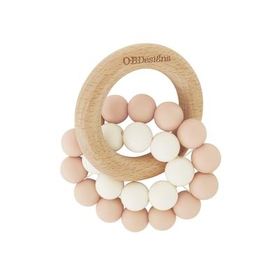 ORGANIC BEECHWOOD Silicone Teether Plush O.B. Designs Blush 