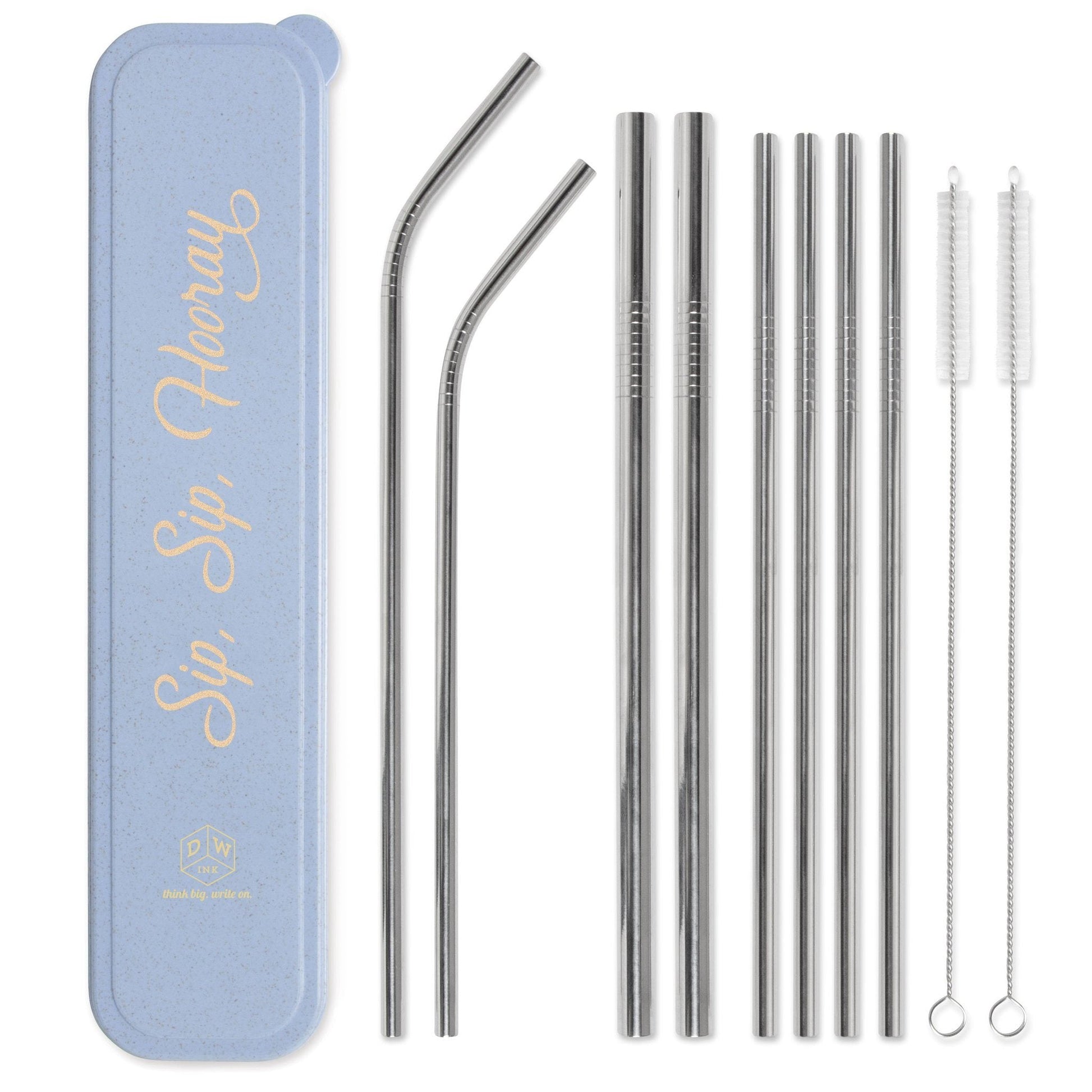 DESIGNWORKS INK - Stainless Steel Straw set - "Sip, Sip, Hooray" Straw Designworks Ink 