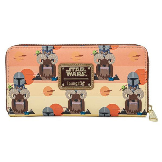 LOUNGEFLY Star Wars Mandalorian Bantha Ride AOP Zip Around Wallet Backpack Loungefly 