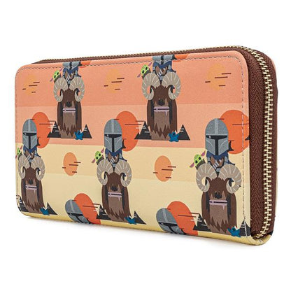 LOUNGEFLY Star Wars Mandalorian Bantha Ride AOP Zip Around Wallet Backpack Loungefly 