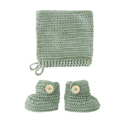 CROCHET Bonnet & Bootie Set Baby & Toddler Clothing O.B. Designs Sage 