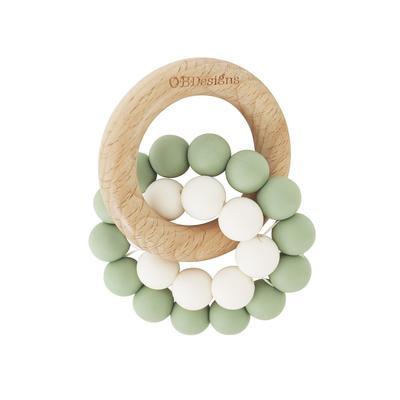 ORGANIC BEECHWOOD Silicone Teether Plush O.B. Designs Sage 