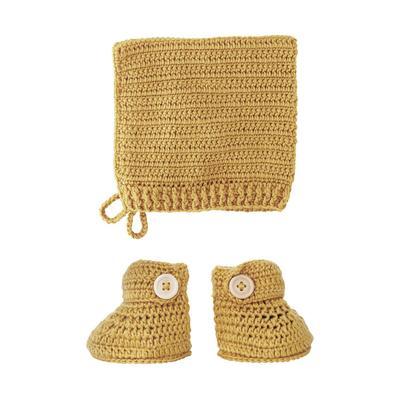 CROCHET Bonnet & Bootie Set Baby & Toddler Clothing O.B. Designs Turmeric 