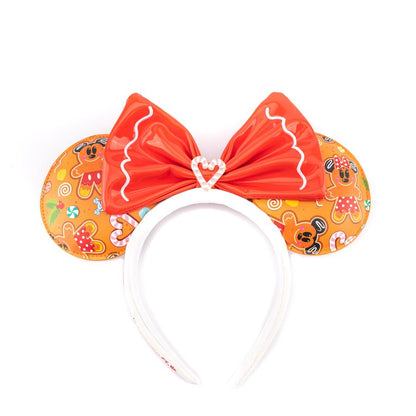 LOUNGEFLY Disney Gingerbread AOP Patent Bow Heart Headband Backpacks Loungefly 