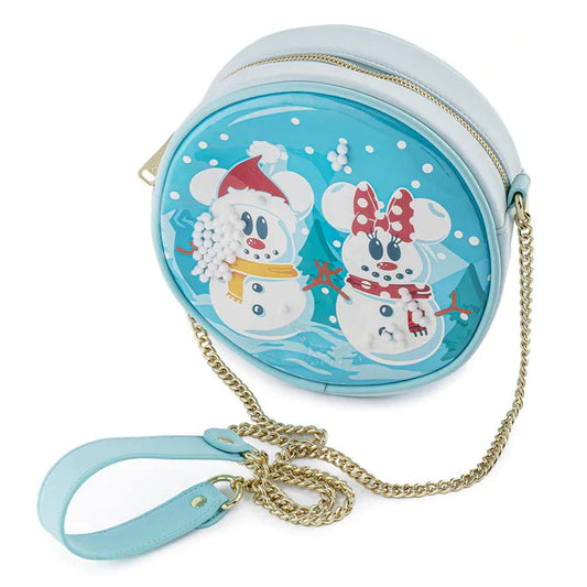 LOUNGEFLY Disney Snowman Minnie & Mickey Snowglobe Crossbody Backpacks Loungefly 