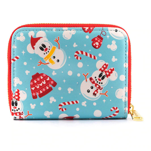LOUNGEFLY Disney Mickey Minnie Snowman AOP Zip Around Wallet Backpacks Loungefly 