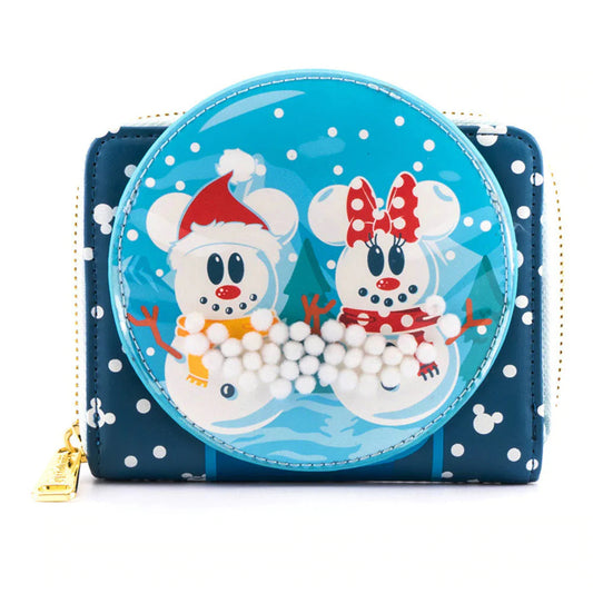 LOUNGEFLY Disney Mickey Minnie Snow Globe Zip Around Wallet Backpacks Loungefly 