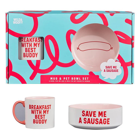 WILD + WOLF Wild & Woofy Dog Mug And Bowl Set Gift Set Wild & Wolf 