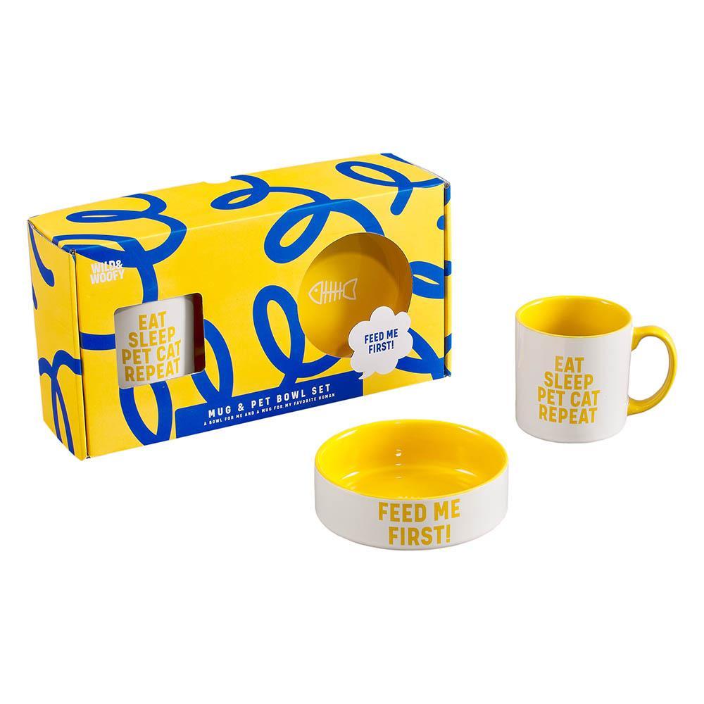 WILD + WOLF Wild & Woofy Cat Mug And Bowl Set Gift Set Wild & Wolf 