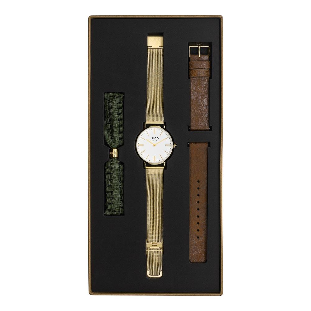 LUND LONDON Watch Set No 2 - Gold, Green & Brown Watch Lund London 