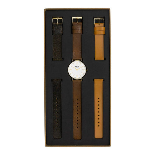 LUND LONDON Watch Set No 8 - Vintage Brown, Black & Tan Leather Watch Lund London 