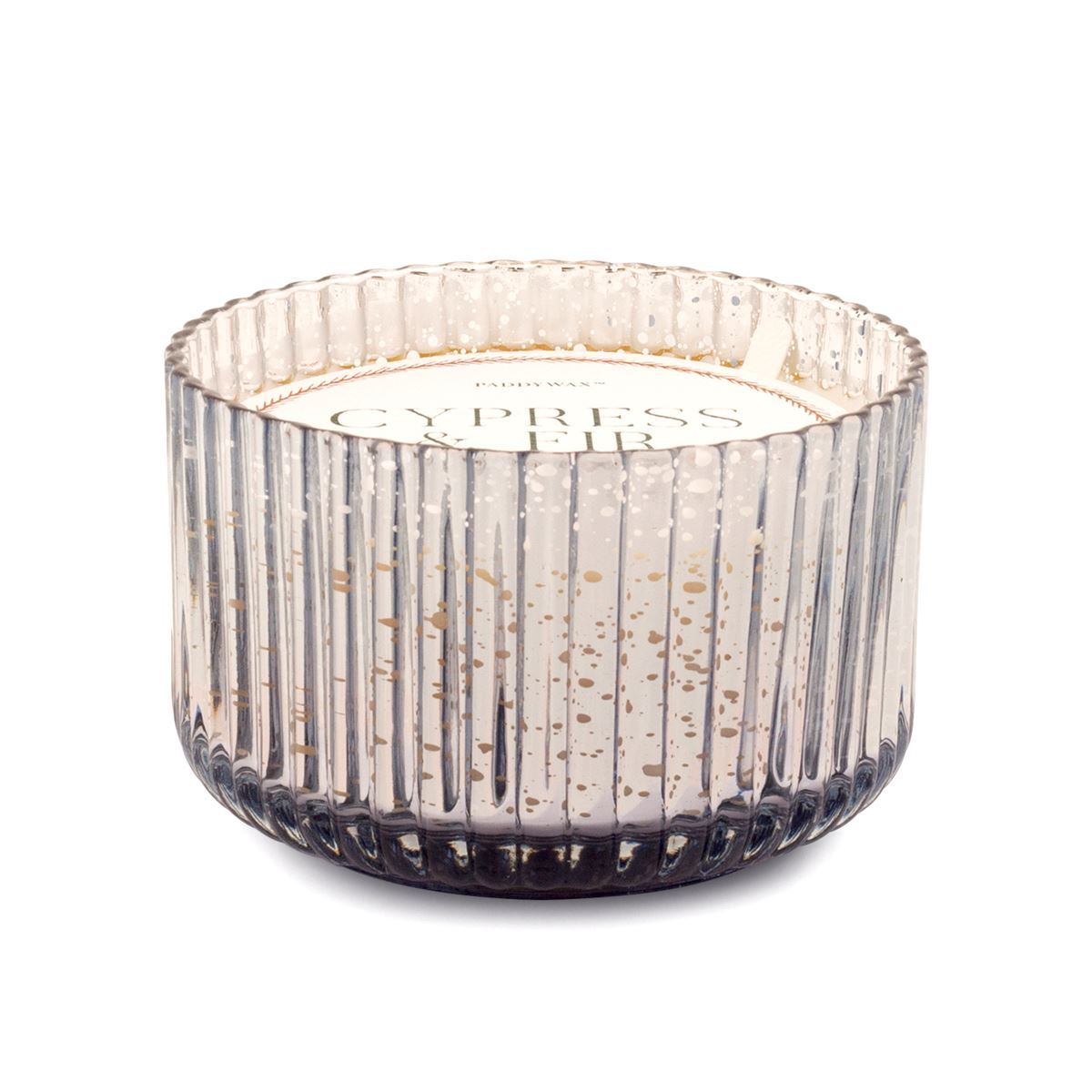 PADDYWAX - Cypress & Fir Holiday Silver Mercury Ribbed Glass Candle Candle Paddywax 15oz 